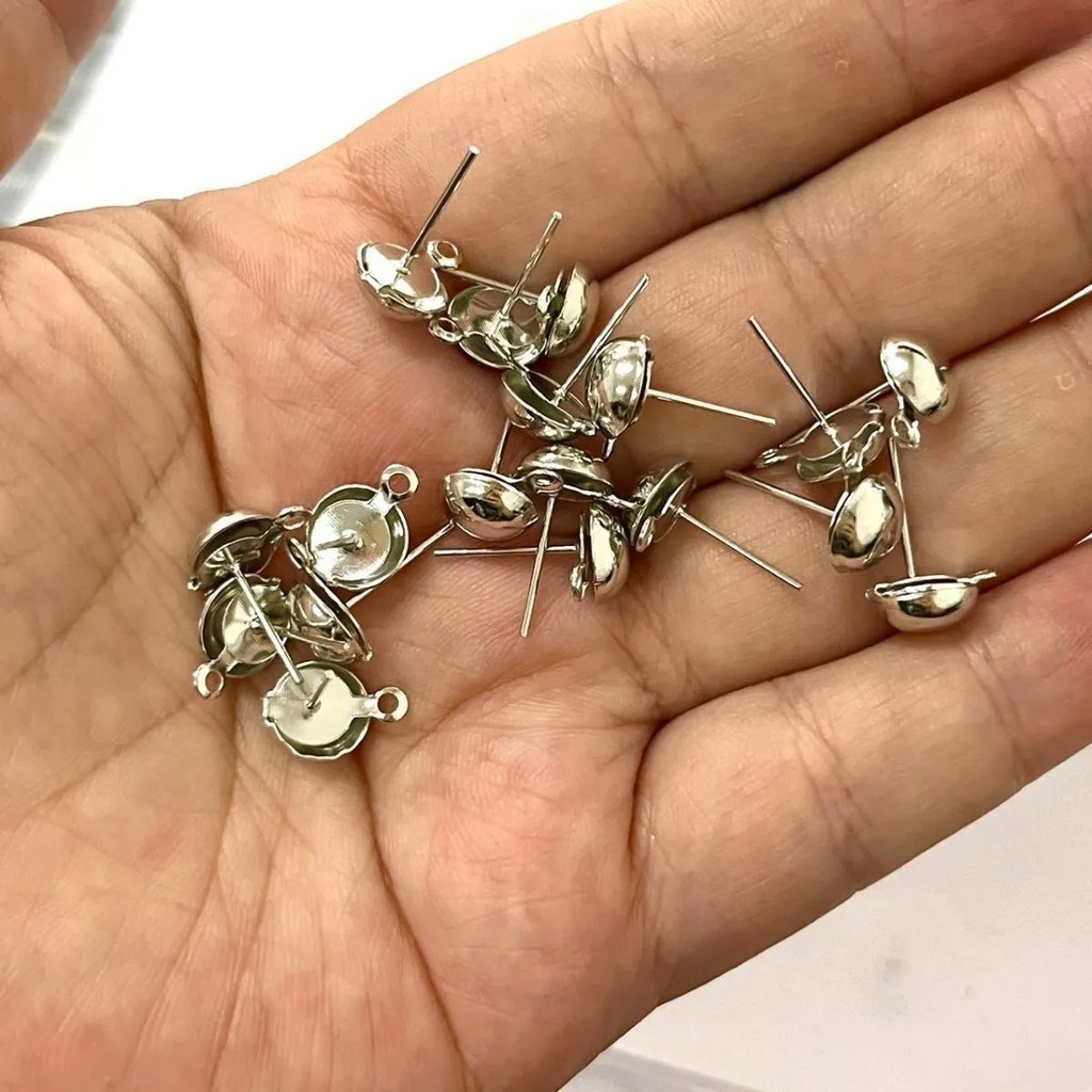 100 Pcs Base Brinco Prata/dourado Bijuterias- 4mm