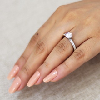 Anel de Prata 925 com Ródio Branco Solitário Moissanita 5mm em Oferta na Shopee