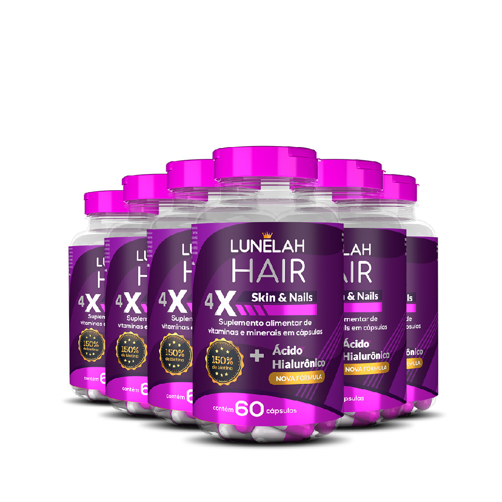 6X LUNELAH CABELO PELE E UNHAS + ACIDO HIALURONICO 60CAPS