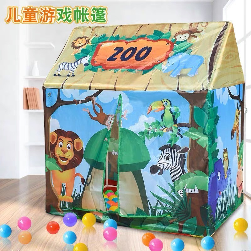 Barraca Tenda para crianças ao ar livre, dobrável, brincadeira, zoológico, casa de jogos interna, externa ZOO