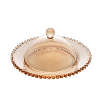 Queijeira Wolff Pearl de Cristal Âmbar 20cm x 9cm