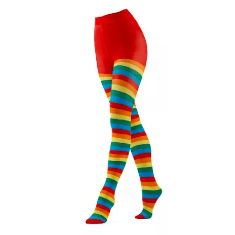 Meia Calça Inteira Tamanho Único Adulto Listrada Arco-íris Lgbt - Fantasia Emília Cosplay Carnaval