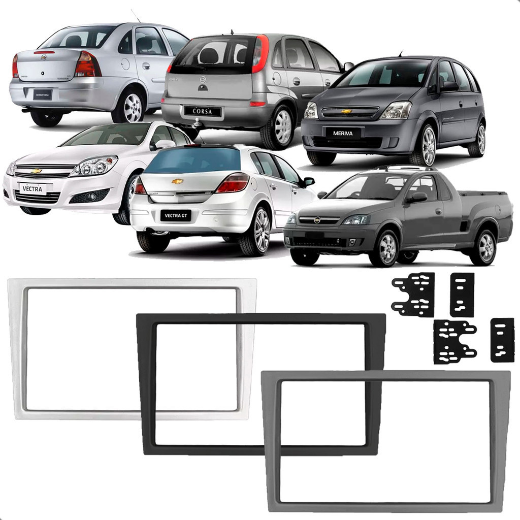 Moldura 2DIN Preto / Prata / Cinza - 7 Polegadas Corsa Vectra Montana Meriva em Oferta na Shopee