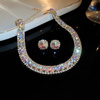 Colar De Zircônio Super Cintilante Diamante Dopamina Zircon Conjunto De Brincos Com Estilo Francês De Celebridades Acessórios De Alta Fim
