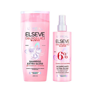 KIT ELSEVE GLYCOLIC GLOSS SHAMPOO + ACIDIFICANTE LORÉAL PARIS em Oferta na Shopee