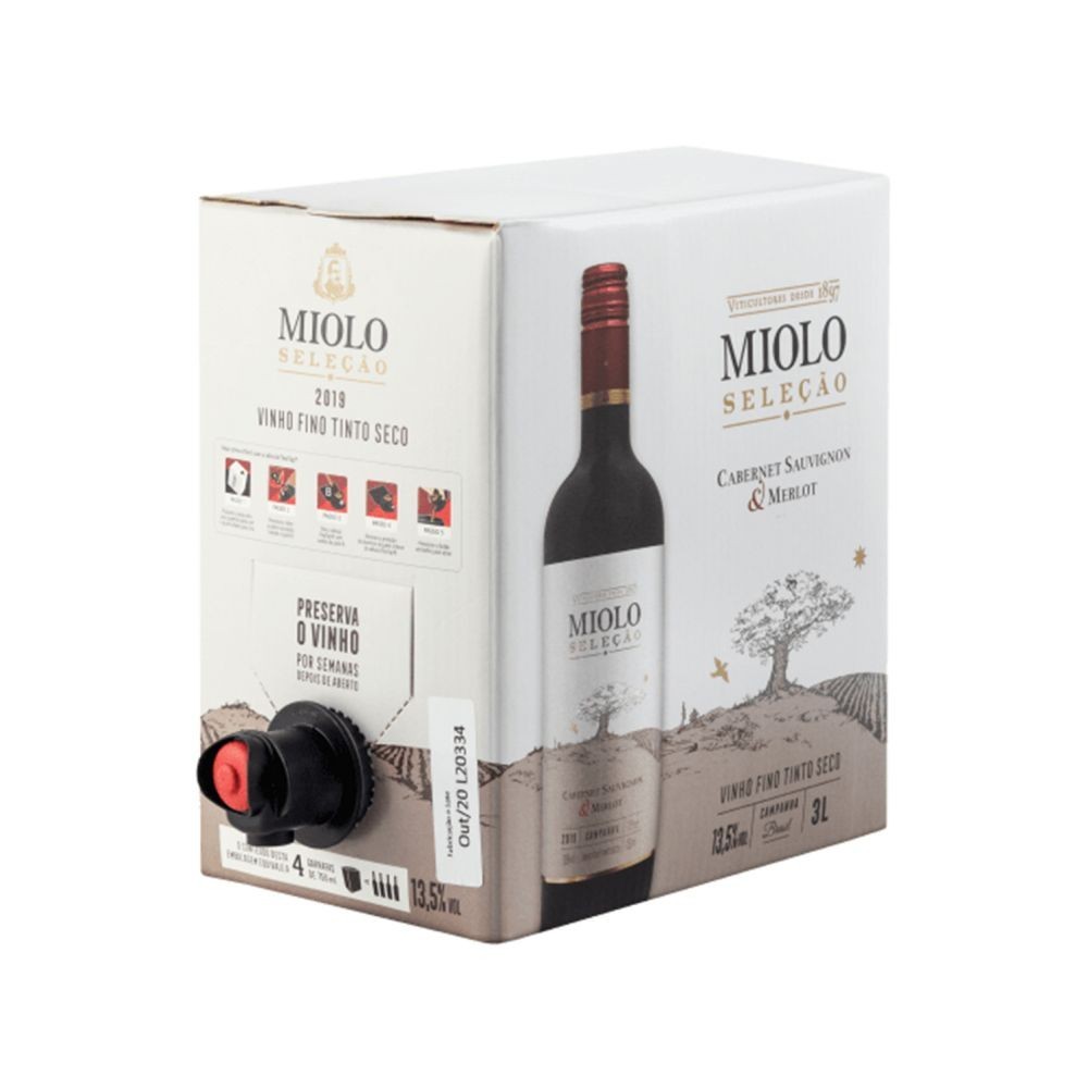 VINHO MIOLO SELECAO TINTO CABERNET/MERLOT BAG IN BOX 3LTS
