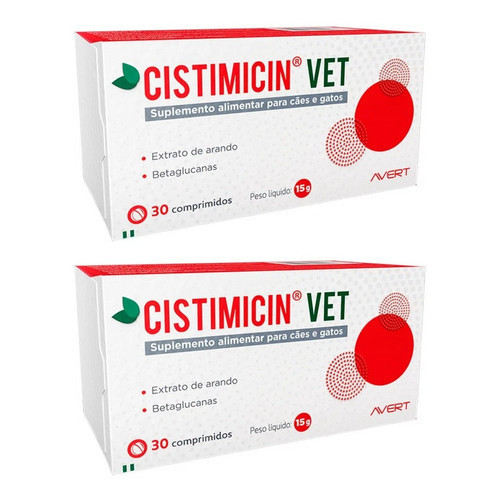 2 Cistimicin Vet Suplemento Cães Gatos 30 Comp. Avert