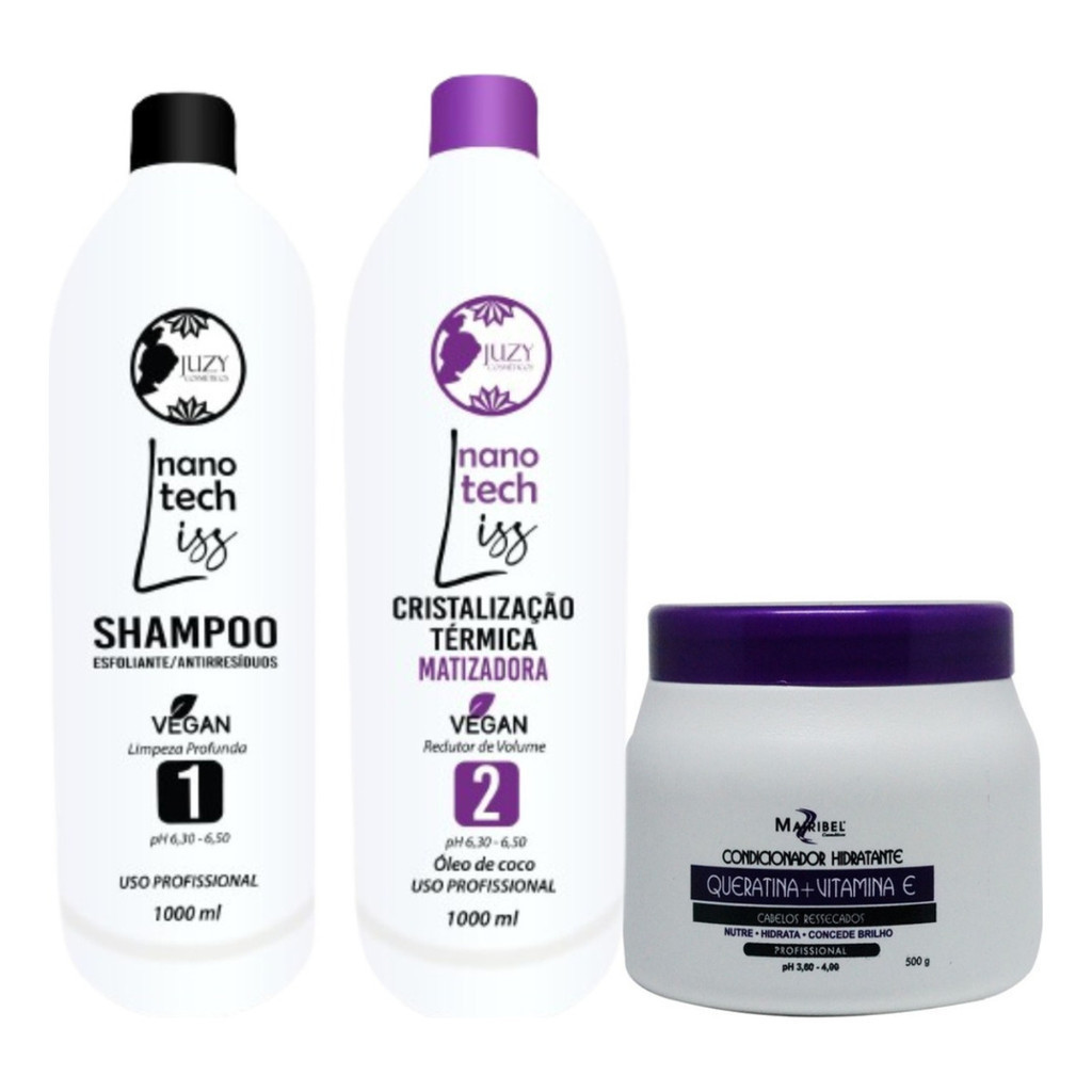 Kit Cristalização Matizadora Juzy 1l + Mascara Queratina 500g Mairibel