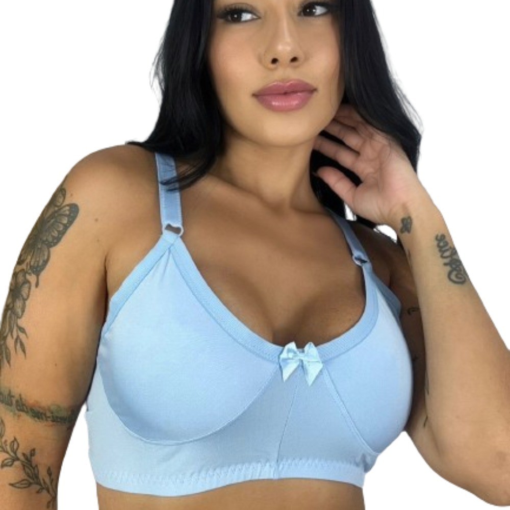 Sutiã Sustentação Reforçado Básico Alça Larga Lingerie Feminina Conforto Sem Bojo