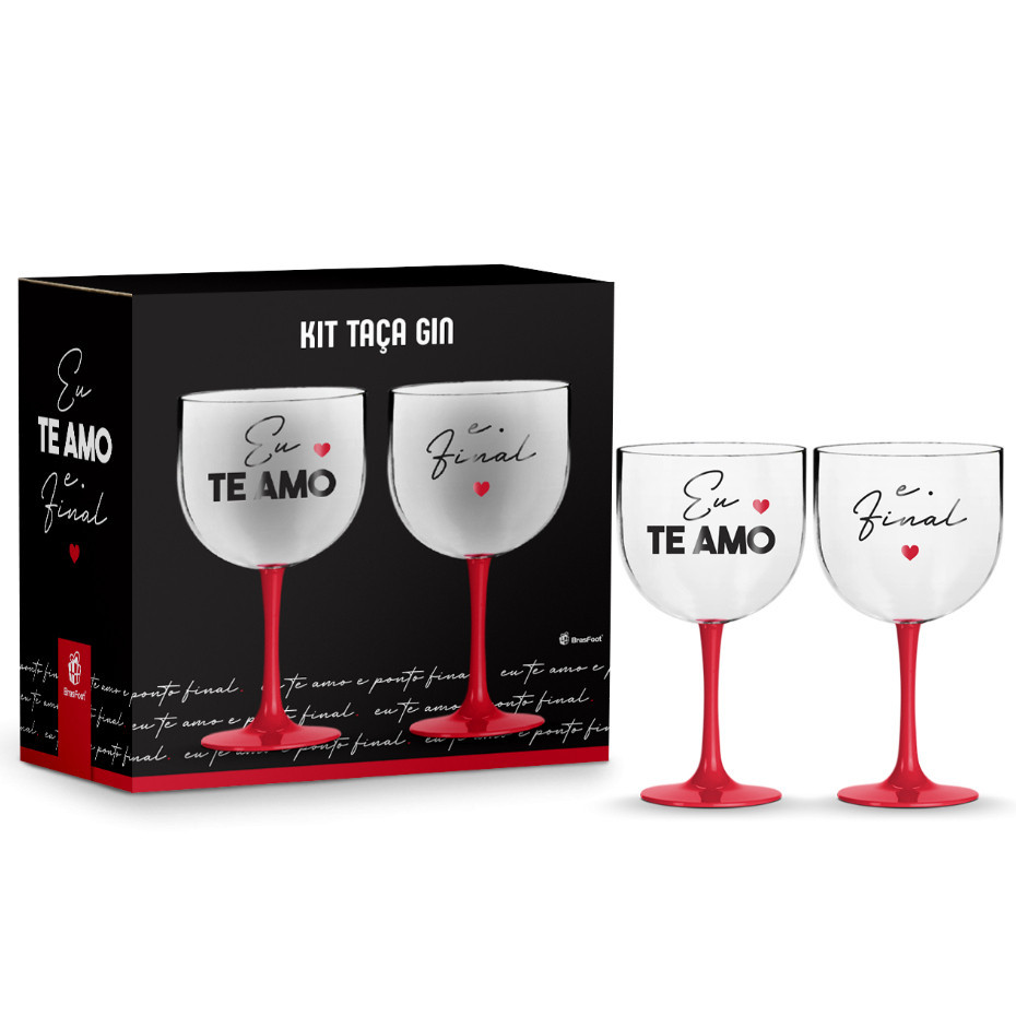 Kit 2 Taças Festas para Drinks Coquetéis Gin 580 ml - Te amo e ponto