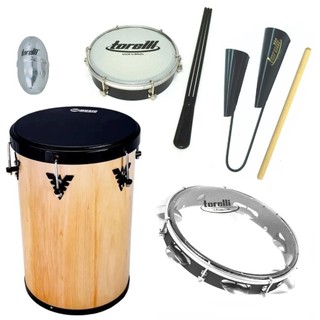 Kit Samba Rebolo Pandeiro Tamborim Agogô e Ganzá