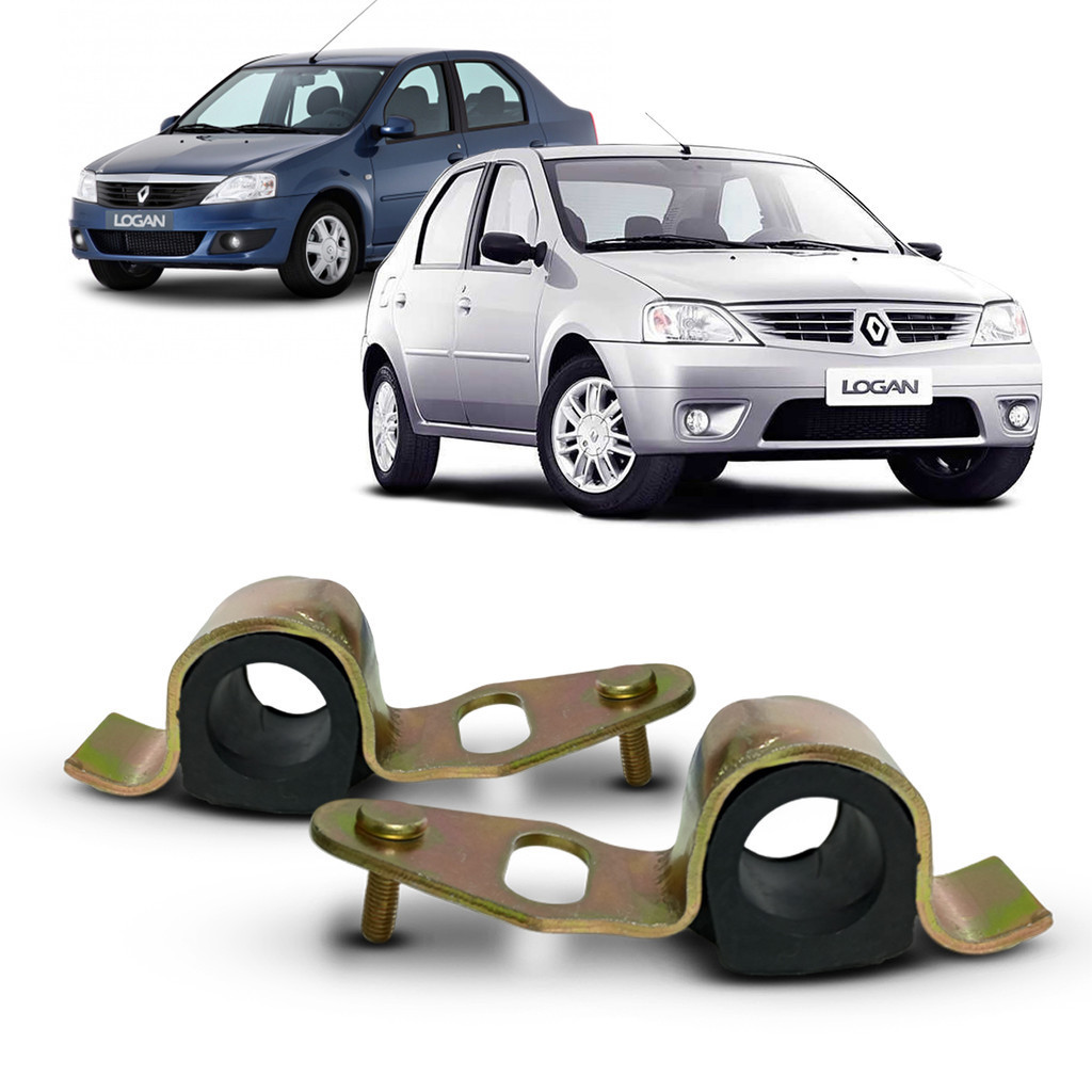 Par Kit Bucha Borracha Abraçadeira da Barra Estabilizadora Dianteira Renault Logan 2007 2008 2009 2010 2011 2012 2013