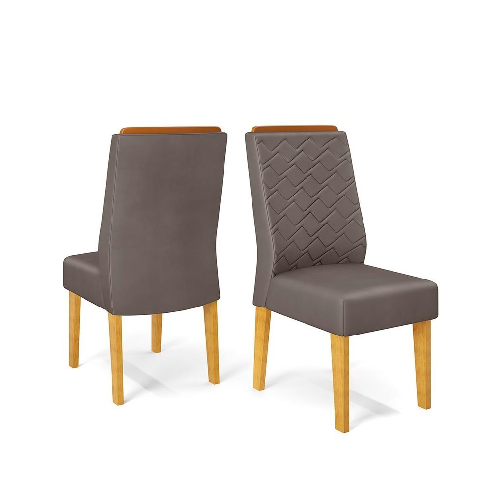 Conjunto Kit 2 Cadeiras de Jantar DJ Móveis Lidia Cedro Veludo Lunar em Oferta na Shopee