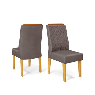 Conjunto Kit 2 Cadeiras de Jantar DJ Móveis Lidia Cedro Veludo Lunar em Oferta na Shopee