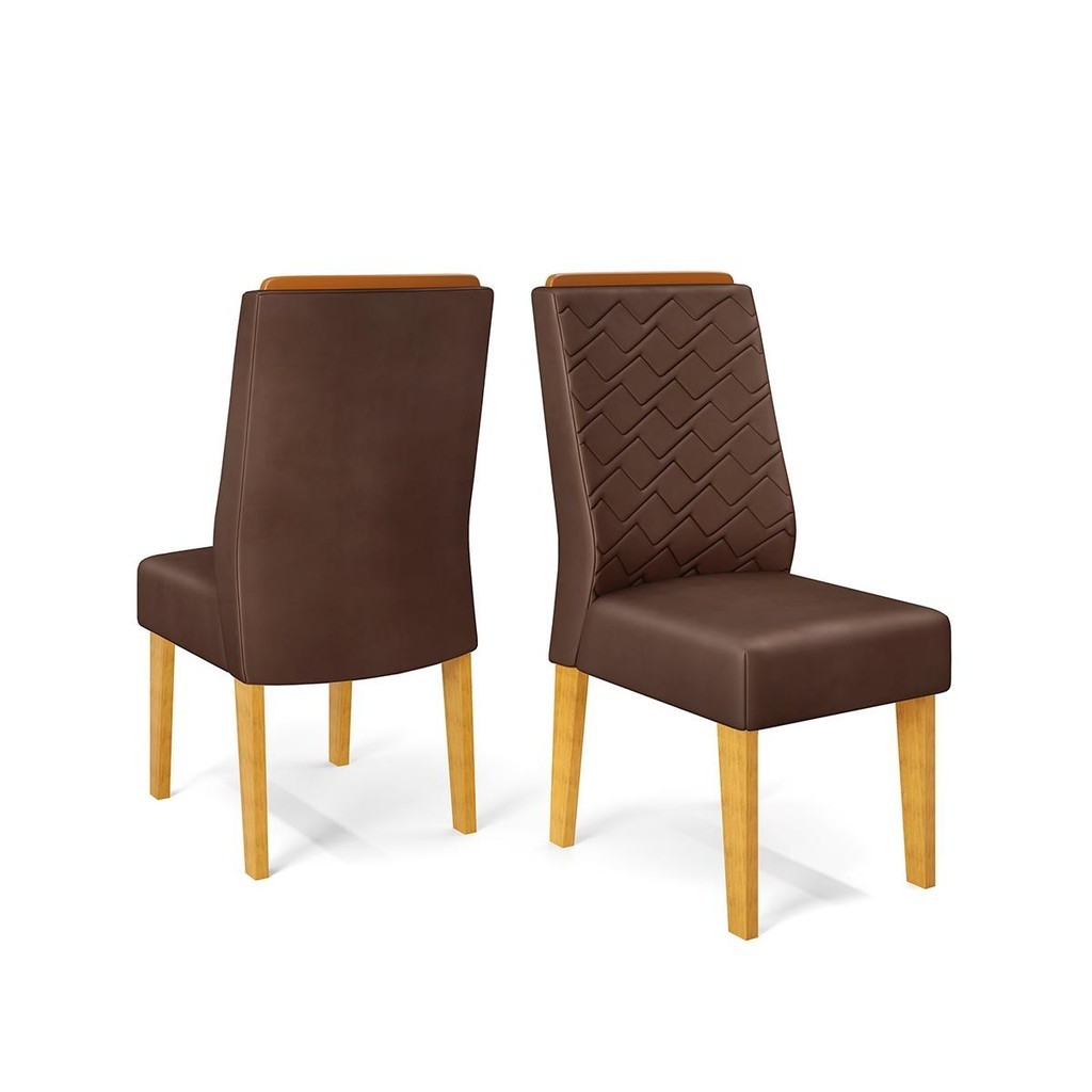 Conjunto Kit 2 Cadeiras de Jantar DJ Móveis Lidia Cedro Veludo Moca em Oferta na Shopee