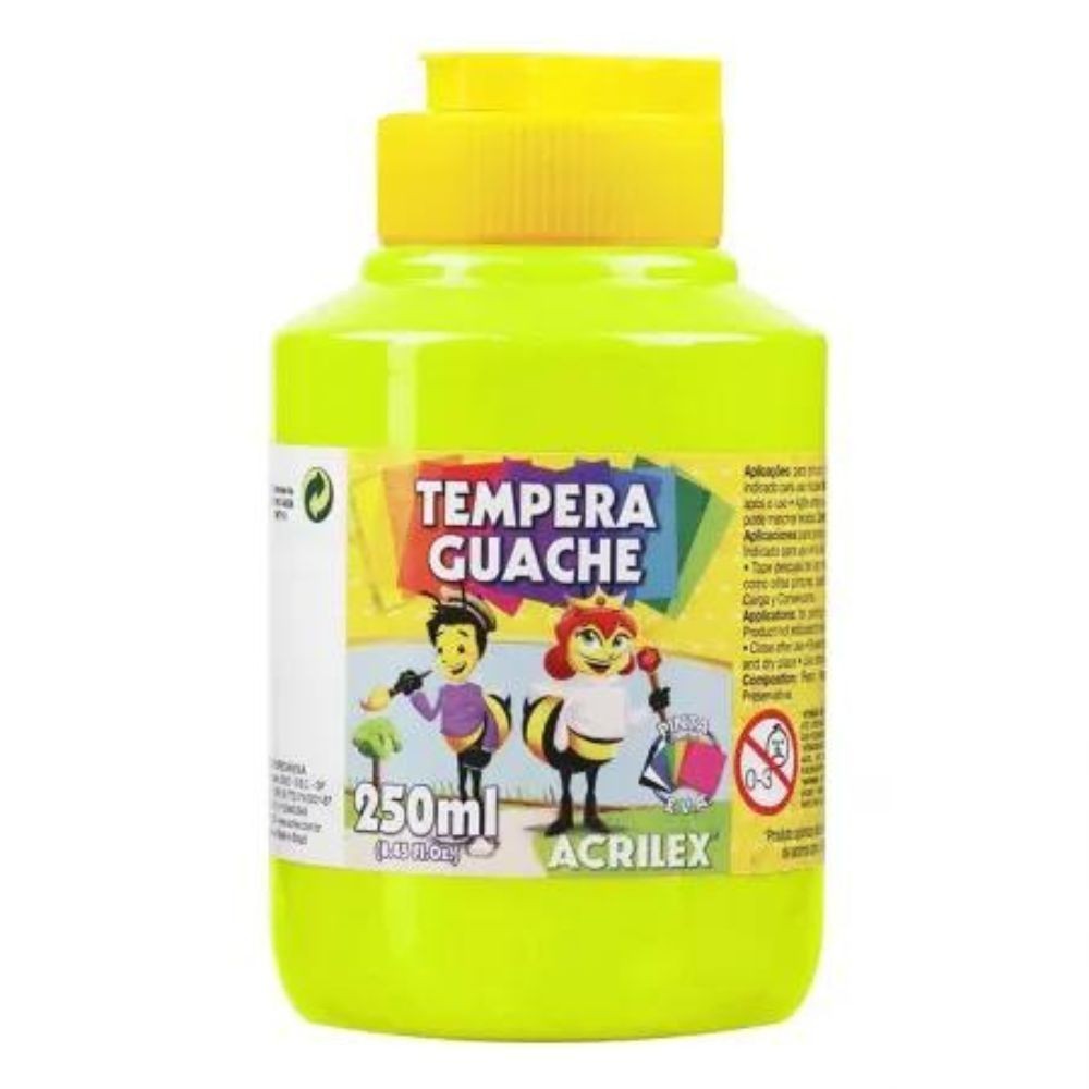 Tinta Tempera Guache Acrilex 250ml Amarelo Limão