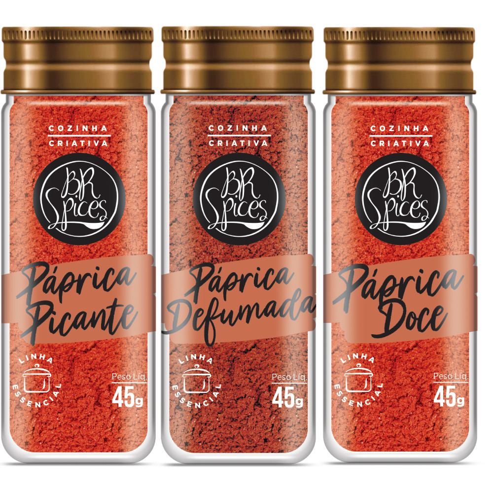 Kit Páprica Defumada, Picante e Doce 45g BR Spices em Oferta na Shopee