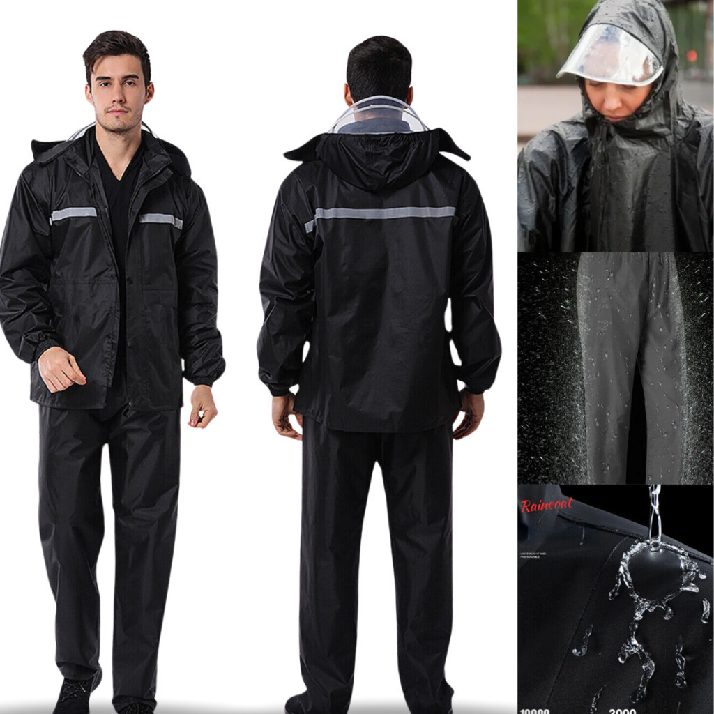 Capa de Chuva Conjunto Completo Para Motoqueiro Adulta Masculina Feminina Com Faixa de Sinalização E Capuz