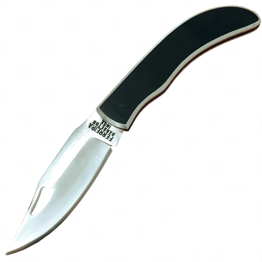 Canivete Ferreira Barretos 234 Aço Inox 420 Cabo Preto, Durável Resistente, Pesca Camping Agro Rural