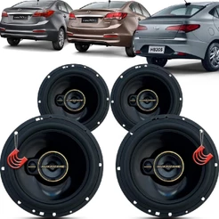 Kit Alto Falantes Dianteiros e Traseiros Hyundai HB20S 2012 até 2022 - Hurricane Aurum 480w