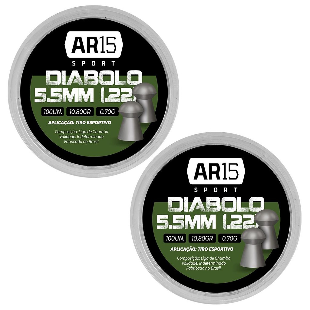 2un - CHUMBINHO AR15 DIABOLO 5,5MM 100UN 10,80GR