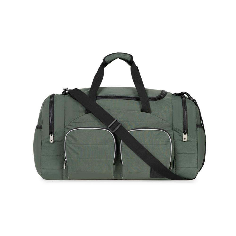 Bolsa de Viagem Color Block Bolso Duplo Frontal Verde Escuro