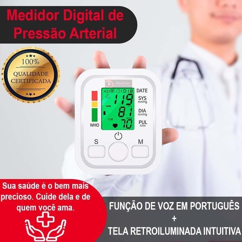 Monitor digital de pressão arterial de braço totalmente automático em Oferta na Shopee