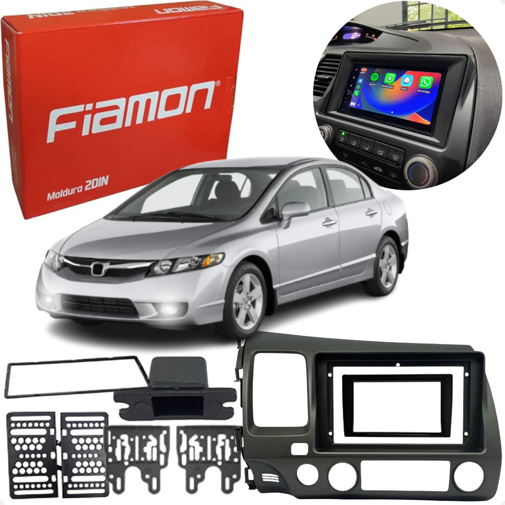 Moldura de Painel Multimídia Cor Grafite Honda Civic 2007 2008 2009 2010 2011 Original Fiamon