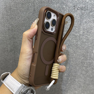 Capa De Telefone Magnética Fosca De Material Acrílico Com Cordão , Adequada Para IPhone 11 12 13 14 15 16 Pro Max Plus A em Oferta na Shopee