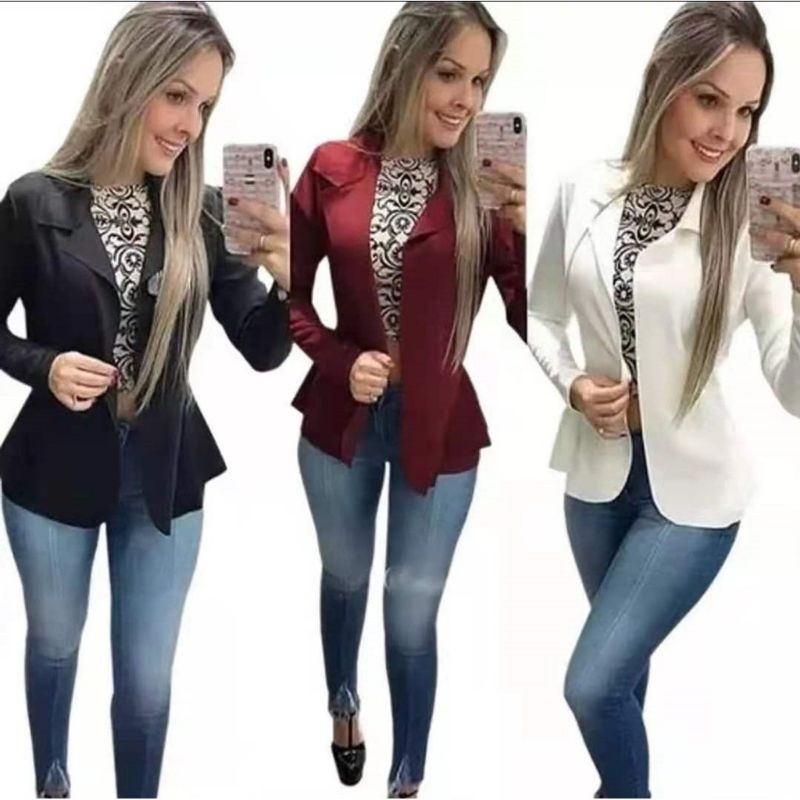 Blazer Casquinho Neopreme Feminino Terninho Formal Fornece Blazer em Oferta na Shopee