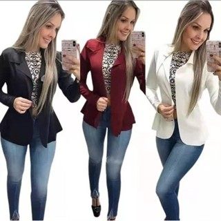 Blazer Casquinho Neopreme Feminino Terninho Formal Fornece Blazer em Oferta na Shopee