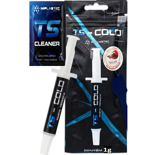Pasta Térmica Implastec Ts Cold 1g, Espátula + Sachê Cleaner Cor Cinza