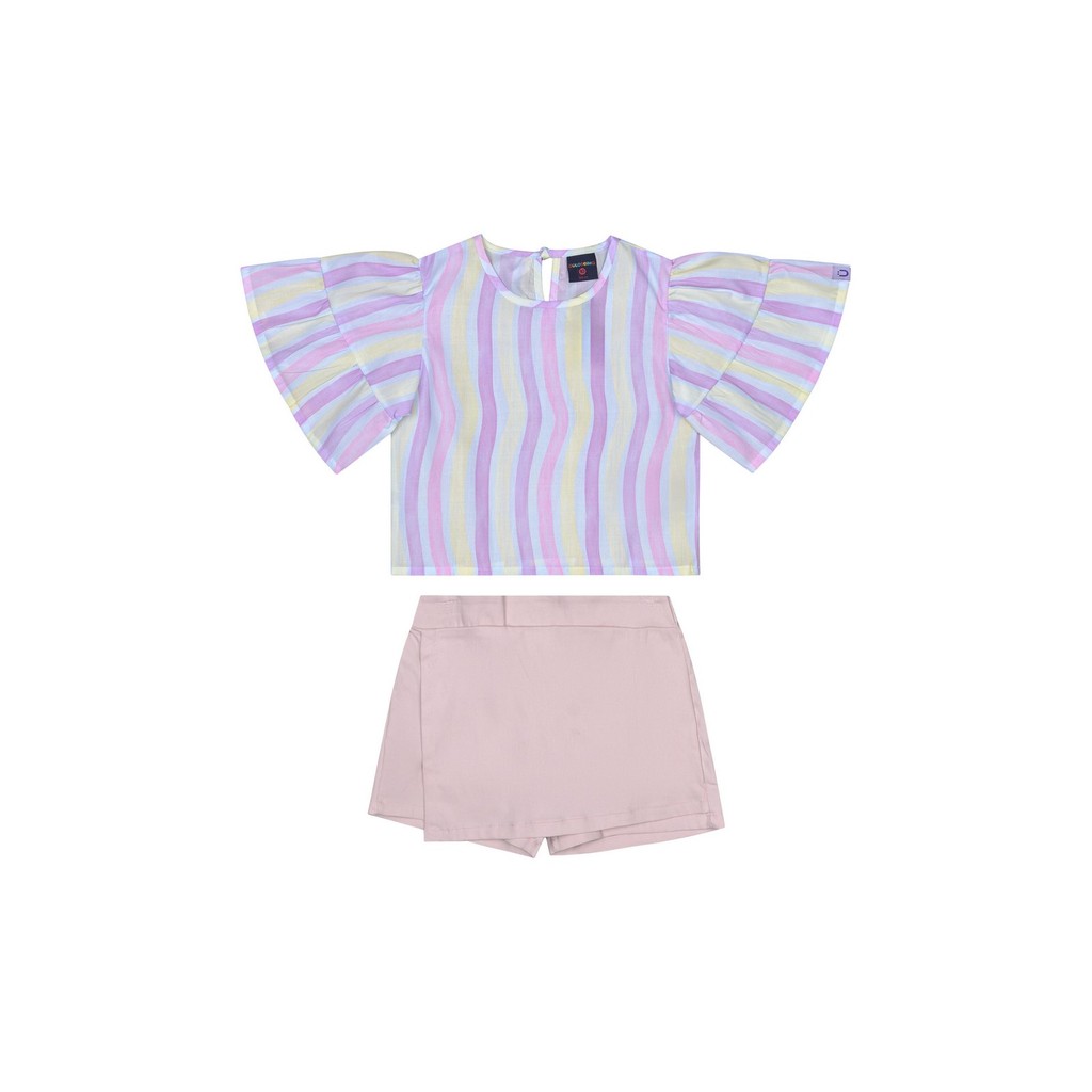Conjunto Infantil para Menina com Blusa e Short-Saia Guloseima em Oferta na Shopee