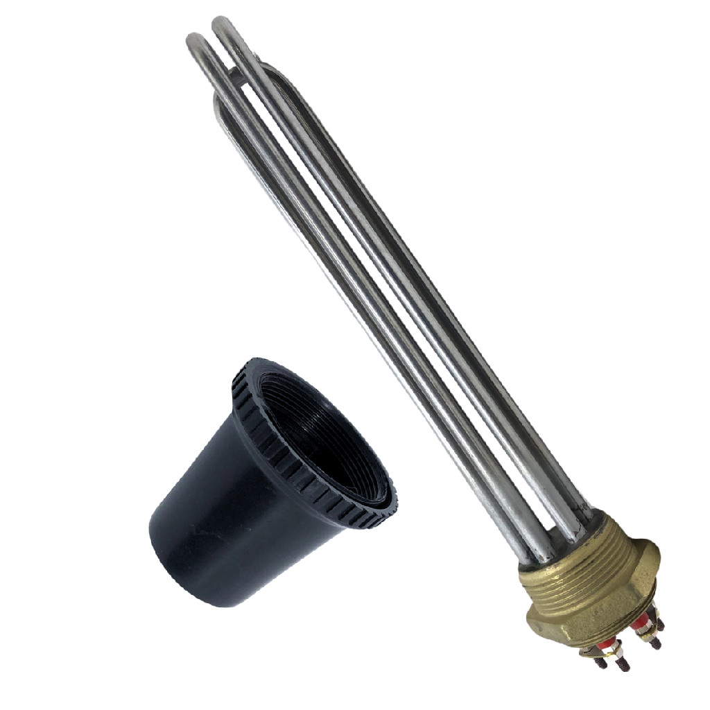 Resistência de Imersão 6000W 220V até 380V Rosca 1.1/2 com Caneca Proteção para Boilers Saunas