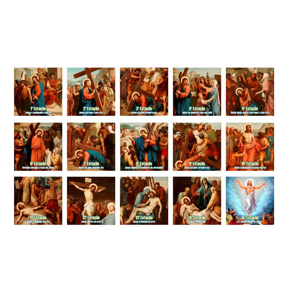 Kit Quadros Via Sacra Azulejo Estações Preço Esp. Lançamento