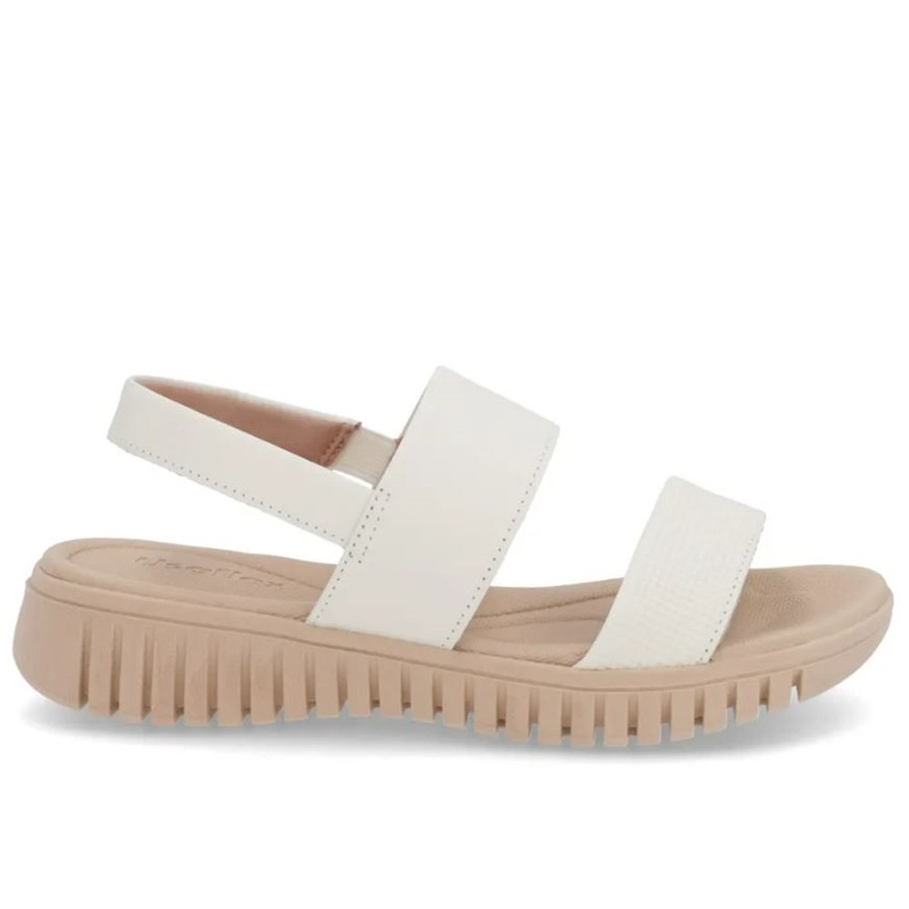 Sandália Usaflex Feminina UC21004 Couro Plataforma Calce Fácil Confortável