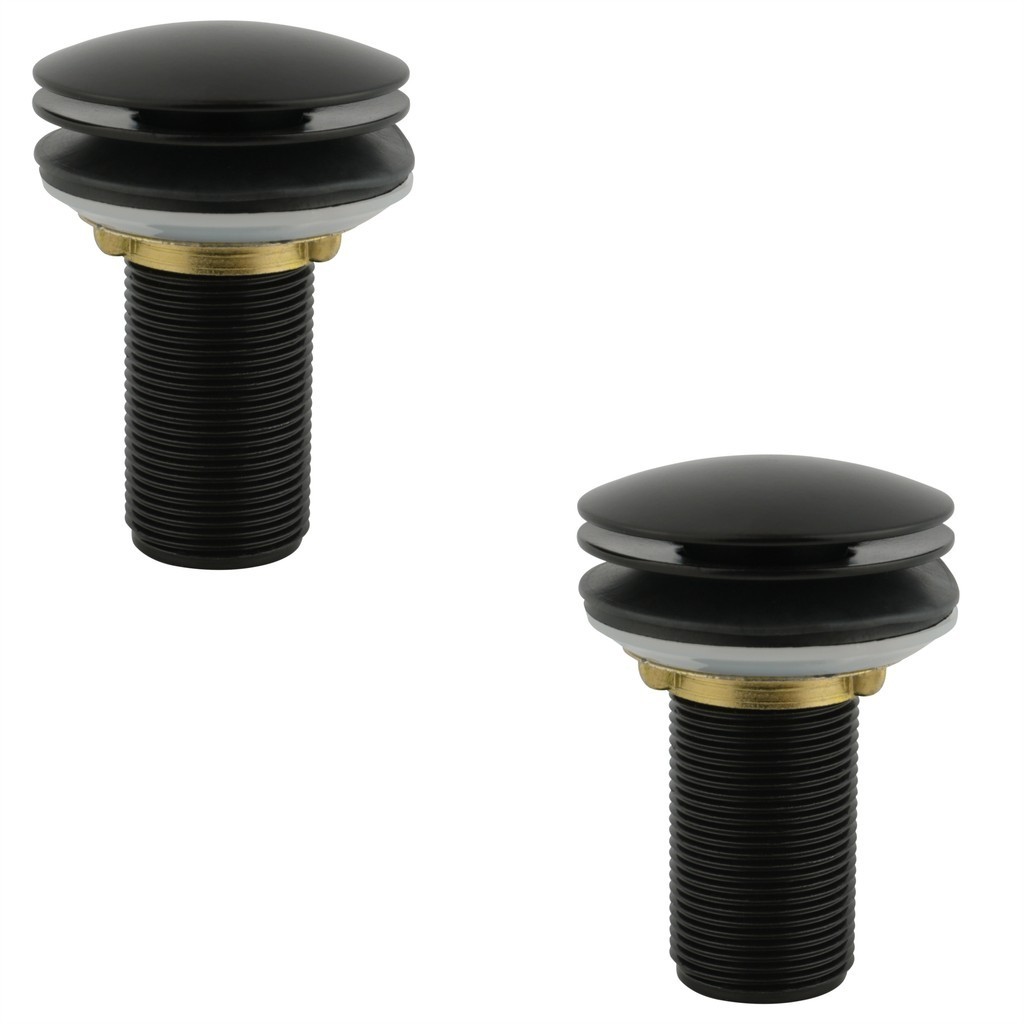 Kit 2 Valvula Click Pia Lavatório Cuba Metal 7/8 Preto Fosco Black Matte