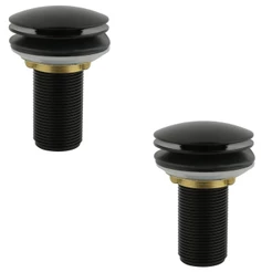 Kit 2 Valvula Click Pia Lavatório Cuba Metal 7/8 Preto Fosco Black Matte