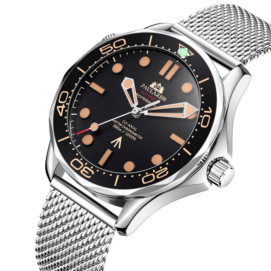 Relógio Mecânico Automático Luminoso De Malha De Aço Para Homens YVXY