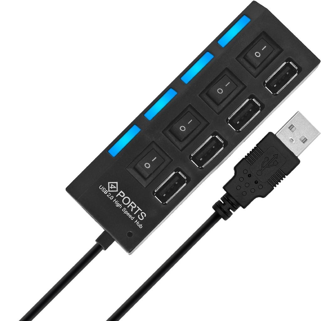 Hub Extensão De Entrada USB De 4 Portas USB 2.0 Com LED Pendrive Mouse Teclado