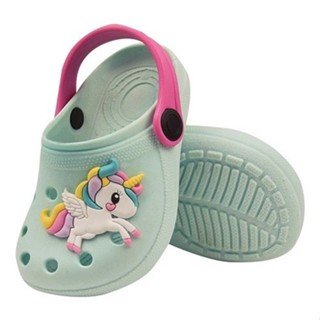Sandália Infantil Menina Verde/rosa Crock Babuche Unicórnio