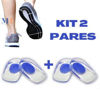 Kit 2 Pares Calcanheira de Silicone Gel Ortopédica Esporão Dor