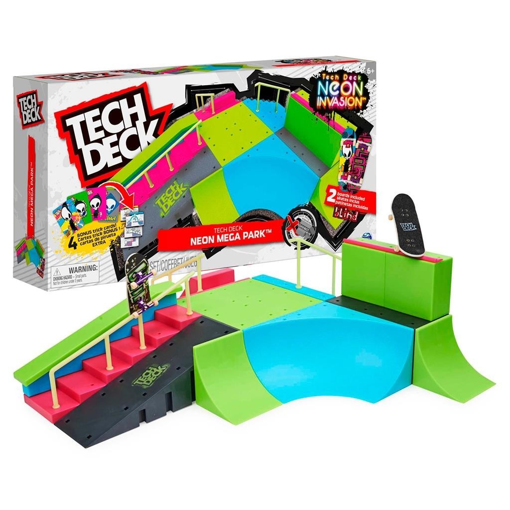 Tech Deck Pista Neon Miniatura Fingerboard Brinquedo Personalizavel Profissional Manobras Com 1 Skate De Dedo - Sunny