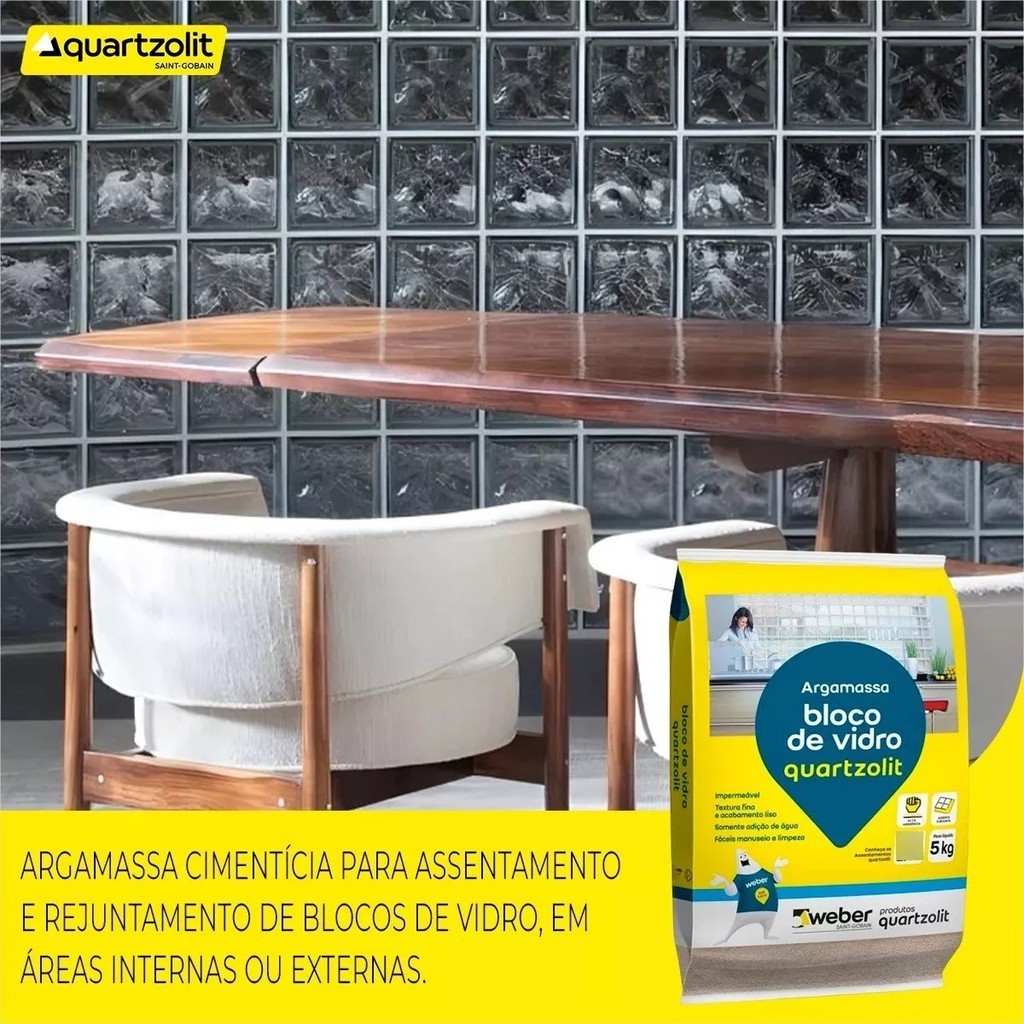 Argamassa Impermeável Para Blocos De Vidro 5kg - Kit C/4 Und · foto 2