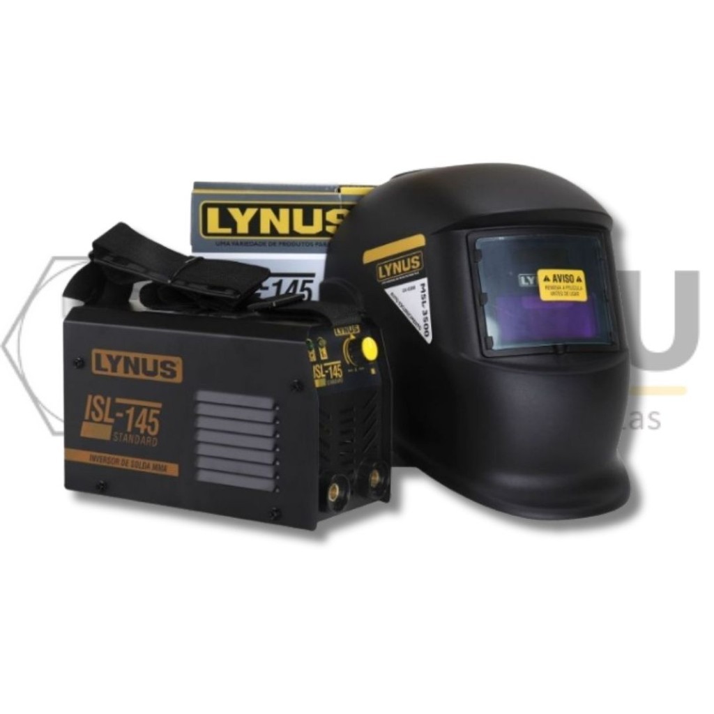 MÁQUINA INVERSOR DE SOLDA LYNUS KISL-145 COM MÁSCARA DE SOLDA AUTOMÁTICA MSL-3500