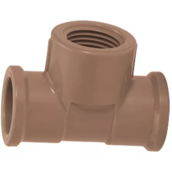 Te Soldável Água Fria Pvc Marrom 3/4 25mm Amanco - 10 und