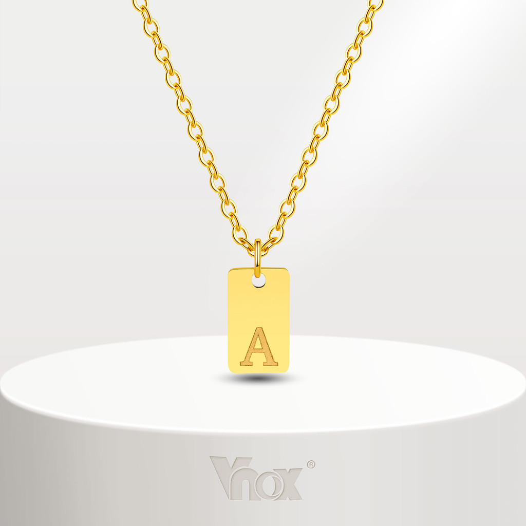 Vnox Novo Colar Pingente De Alfabeto A-Z Quadrado Minúsculo Para Mulheres , 18K Ouro Aço Inoxidável De Carta Inicial Jóias De Colarinho