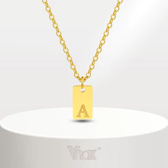 Vnox Novo Colar Pingente De Alfabeto A-Z Quadrado Minúsculo Para Mulheres , 18K Ouro Aço Inoxidável De Carta Inicial Jóias De Colarinho