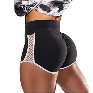 Lovito Shorts Esportivos Transparentes Com Patchwork Contrastante Esportivo Para Mulheres LNL43095