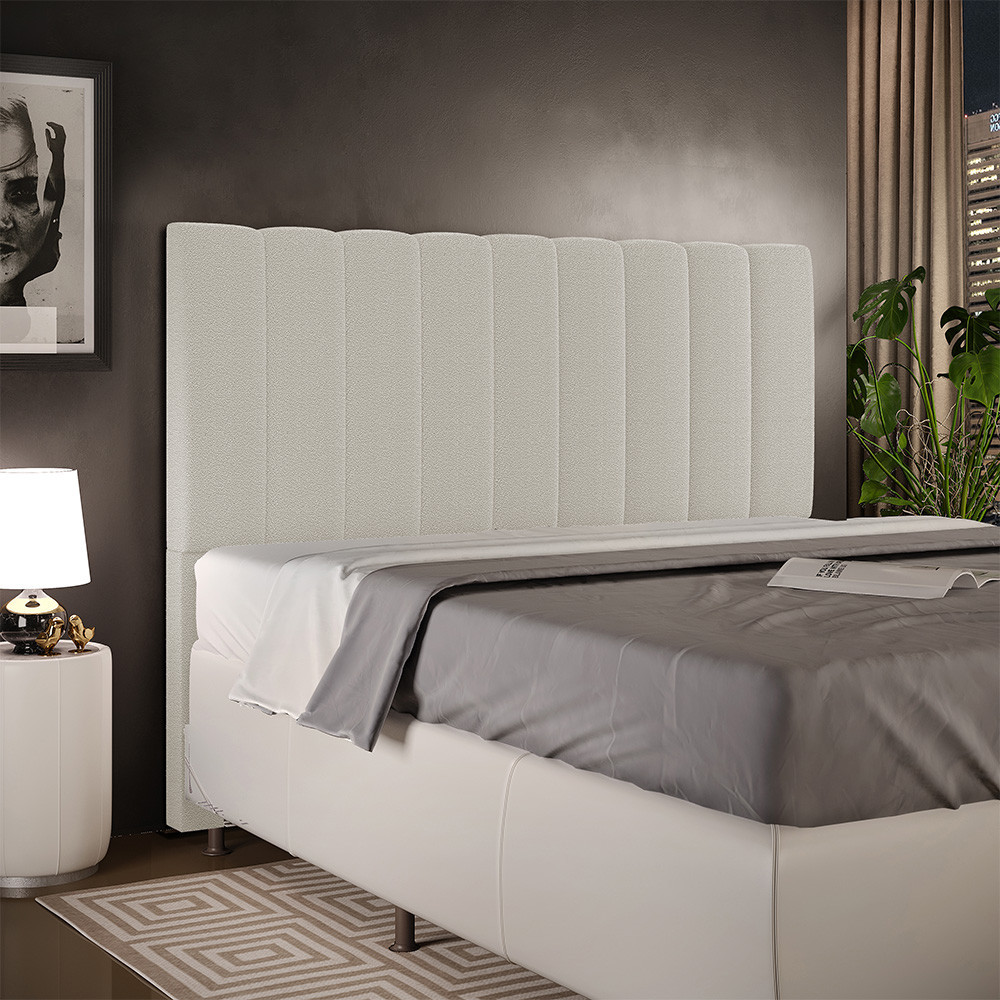 Cabeceira Cama Box Casal King 195 cm Dália W01 Bouclê Creme - Lyam Decor em Oferta na Shopee